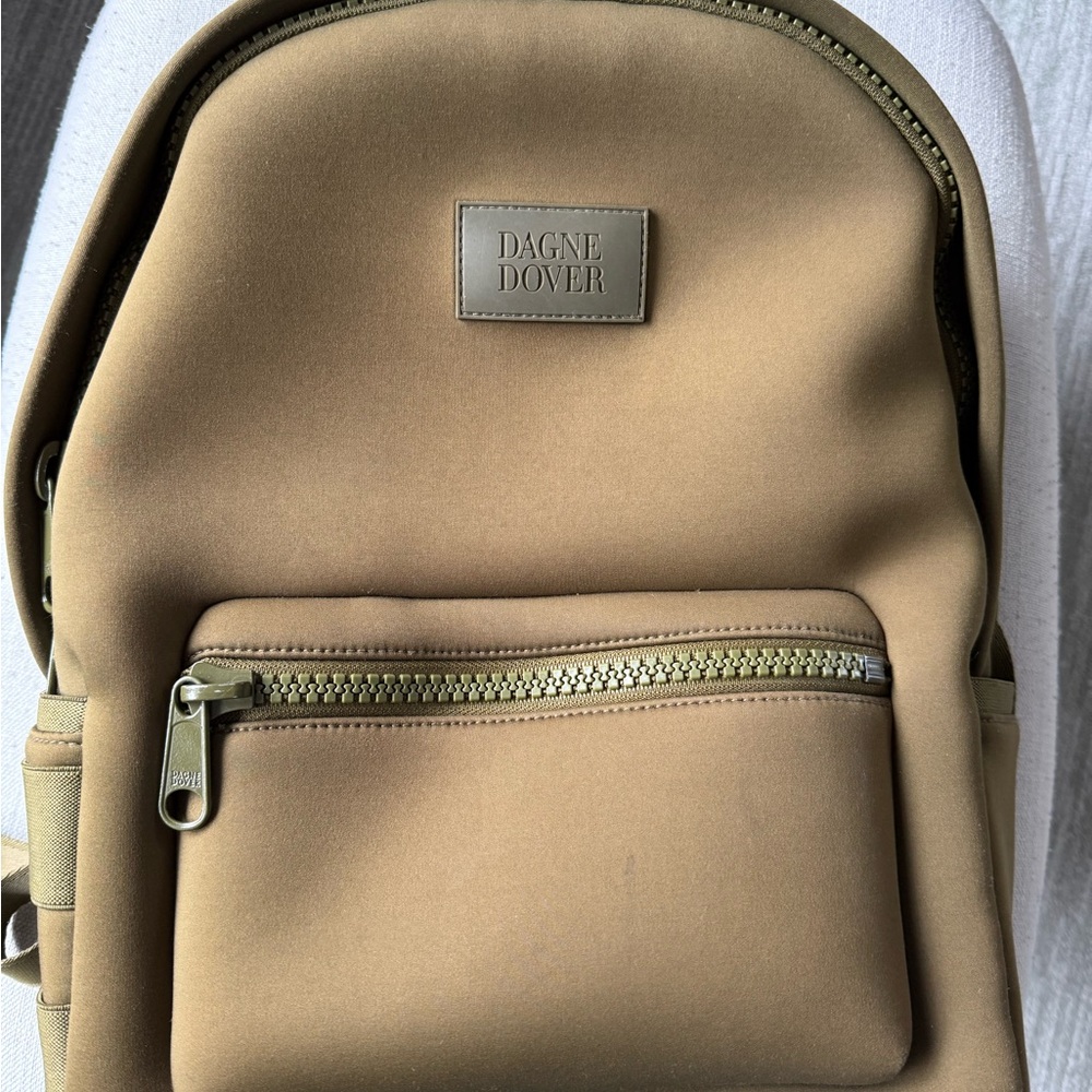 Dagne Dover Tan and Green Backpack Compact and Durable